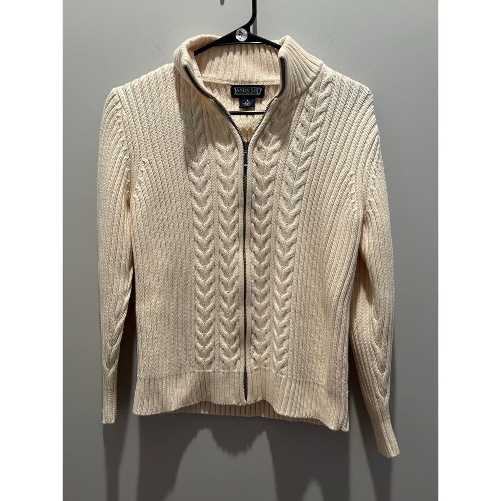 LL BEAN CABLEKNIT ZIPPED SWEATER SIZE SMALL - Picture 1 of 3